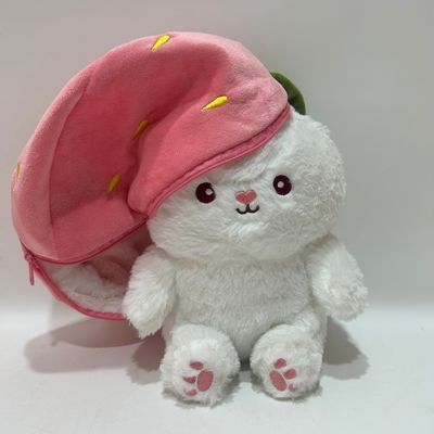 25 см 10 &quot;Розовый и белый пасхальный плюшевый игрушечный кролик кролик наполненное животное в клубнике