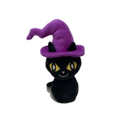 20cm хеллоуин говоря черному коту с пурпурной шляпой записывая заполненную игрушку
