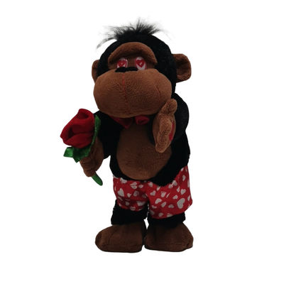 Плюш дня Святого Валентина забавляется танцы петь переплетая гориллу с Роза