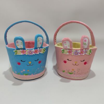 Двухцветный пасхальный кролик корзина плюшевая игрушка мягкая и красочная коллекция праздничных подарков