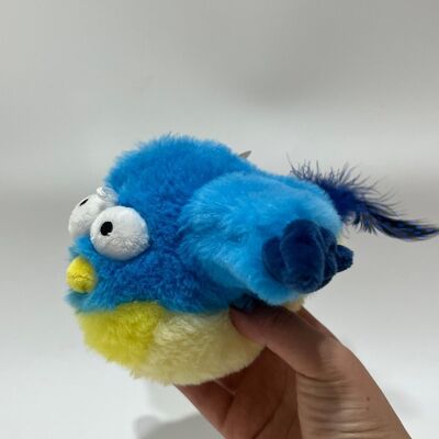 Синяя толстая птица плюшевая игрушка с звуком Сжатие до чиркания Забавная набитая птица Интерактивная игрушка для снятия стресса