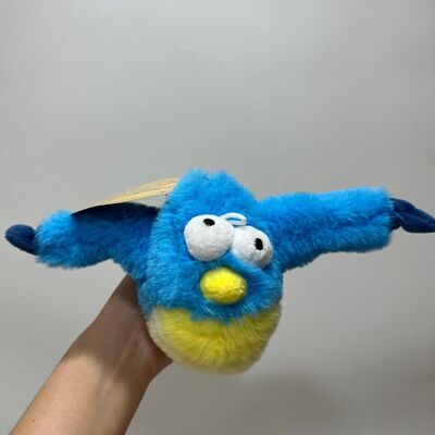 Синяя толстая птица плюшевая игрушка с звуком Сжатие до чиркания Забавная набитая птица Интерактивная игрушка для снятия стресса