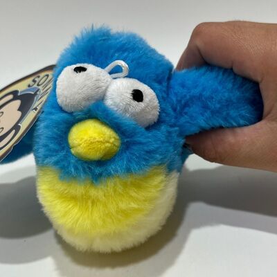 Синяя толстая птица плюшевая игрушка с звуком Сжатие до чиркания Забавная набитая птица Интерактивная игрушка для снятия стресса