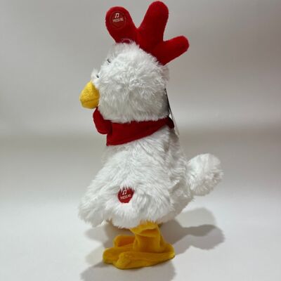 Белая курица плюшевая игрушка с затягиванием за шею Клюкание, пение и танцы Забавная кукла петуха Интерактивная игрушка для снятия стресса