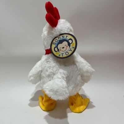 Белая курица плюшевая игрушка с затягиванием за шею Клюкание, пение и танцы Забавная кукла петуха Интерактивная игрушка для снятия стресса