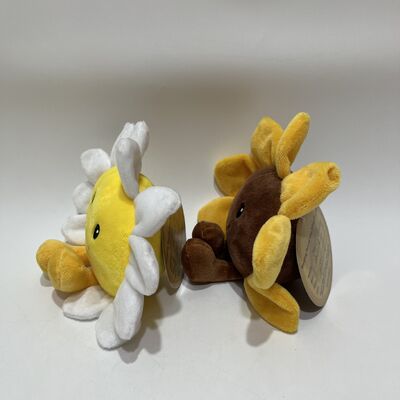 Healing Smiling Daisy and Sunflower Plush Dolls Fluffy Petals Chocolate-Colored Center Cute Short Legs