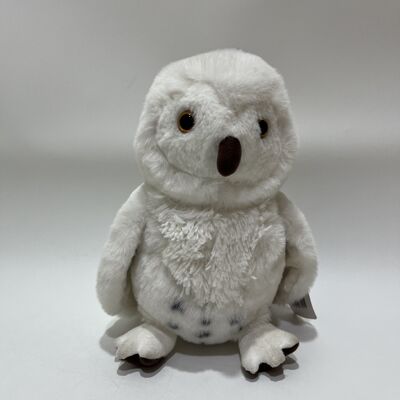 Realistic Snowy Owl White Owl Plush Toy Lifelike Amber Eyes Fluffy Feather Texture Standable Design