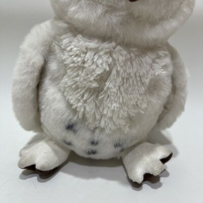 Realistic Snowy Owl White Owl Plush Toy Lifelike Amber Eyes Fluffy Feather Texture Standable Design